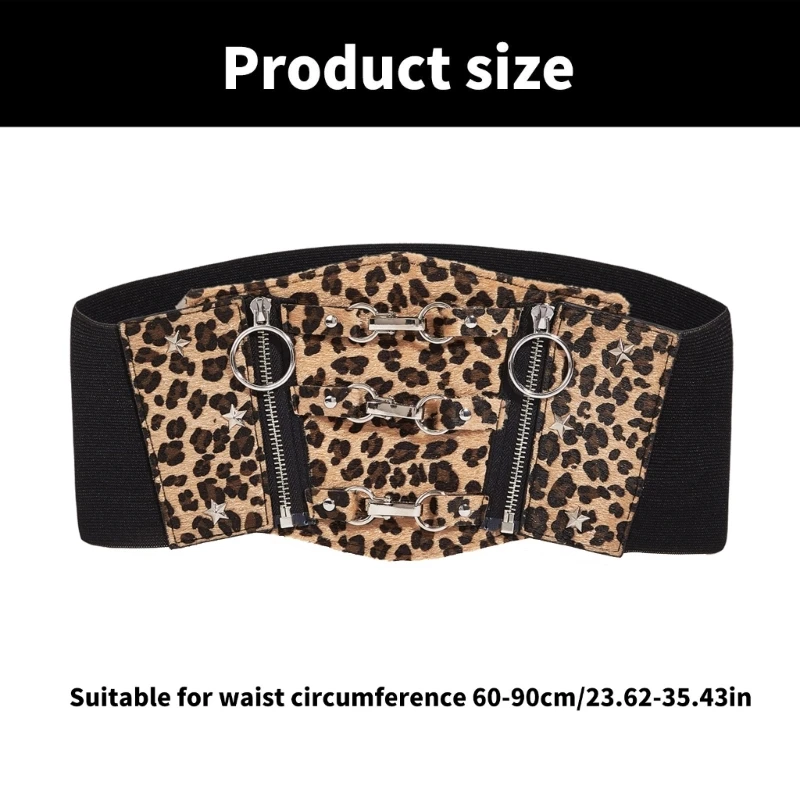 Cadena cintura ancha debajo del pecho con estampado leopardo, cadena Punk, cinturón vaquera para mujer, fiesta envío