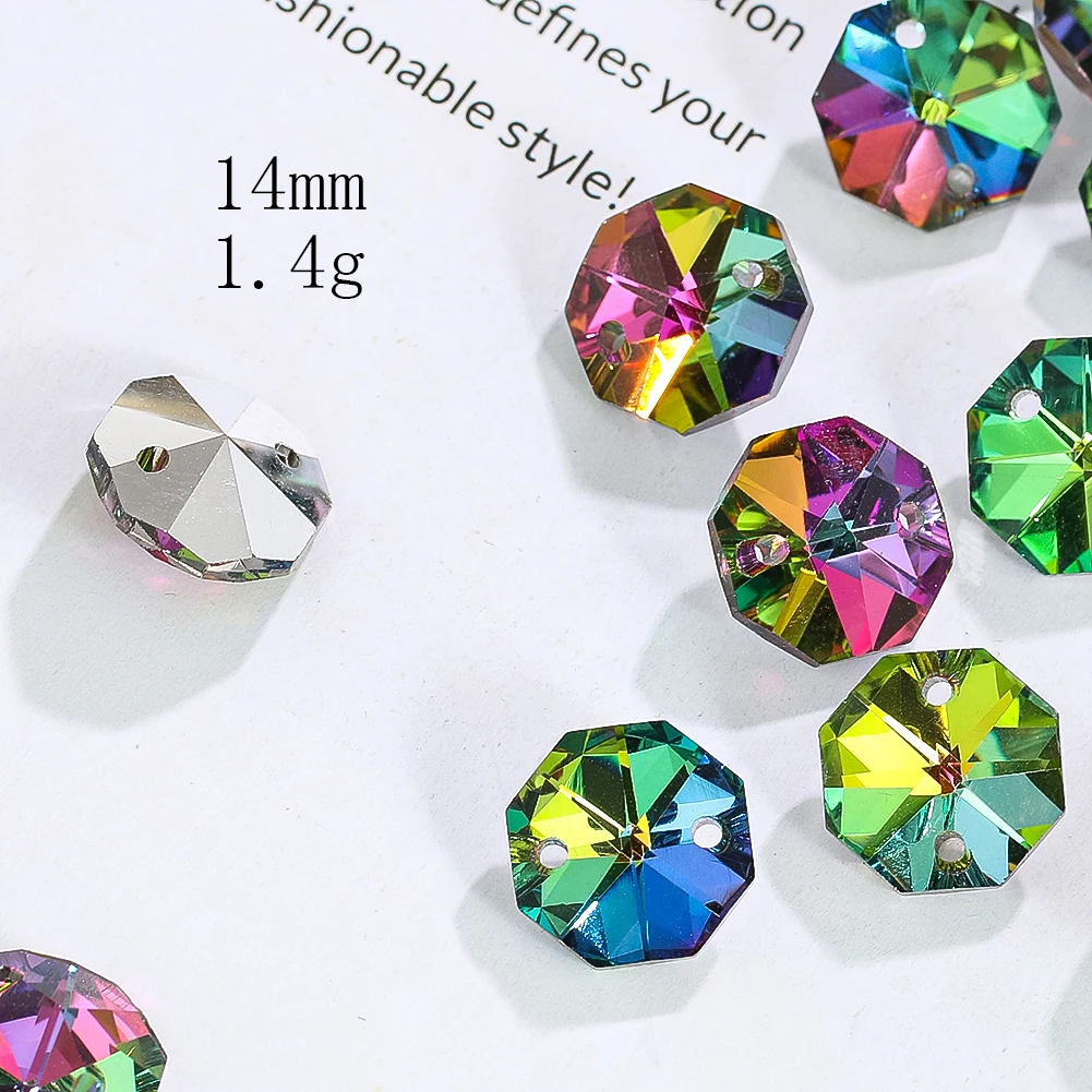 10pcs Colorful Crystal Glass Octagon Bead Suncatcher Prism Rainbow Garland Strand Chandelier Chain Part DIY Jewelry Making