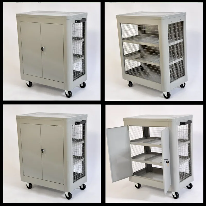 Alat Troli Kabinet Dada Tiga Lapisan Kotak Peralatan Perbaikan Otomatis Kabinet Alat Dorong Tangan Multifungsi Kabinet Bagian