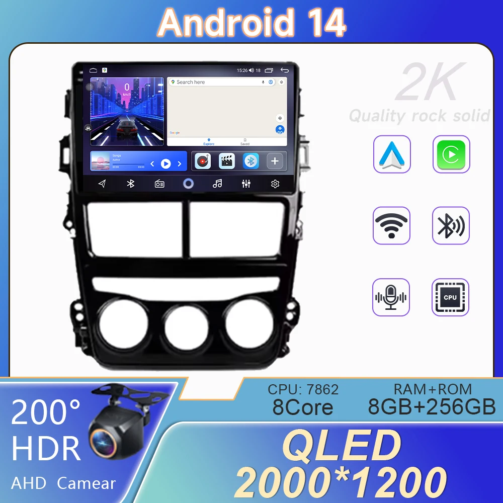

For Toyota Vios Yaris 2018 2019 2020 GPS Navigation Car Radio Head Unit Multimedia Video Player Android Auto WIFI BT No 2din DVD