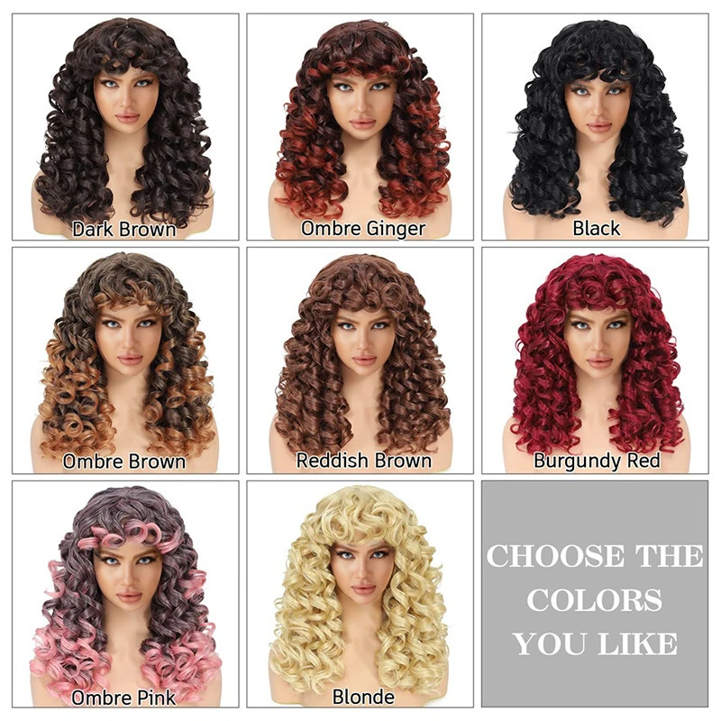 New women's wig made of synthetic high-temperature fiber, African small curly hair cap