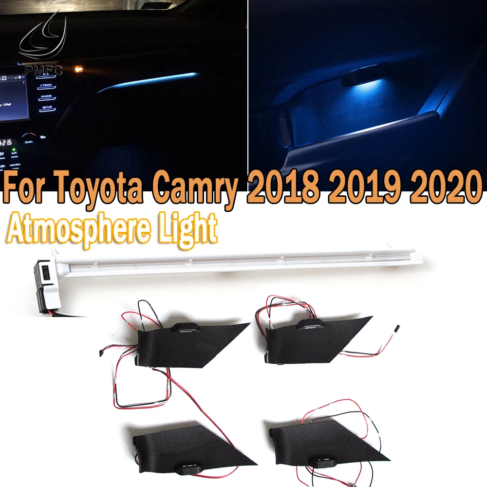 

PMFC Car LED Door Bowl Lamp Center Console Atmosphere Light Interior Decorative Light Ice Blue For Toyota Camry 2018 2019 2020