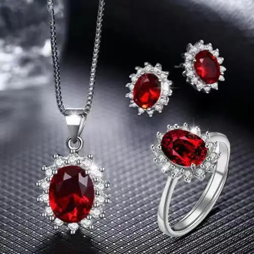 

Princess sets package setting cubic zirconia necklace earrings rings set fashion color optional party jewelry sets for woman