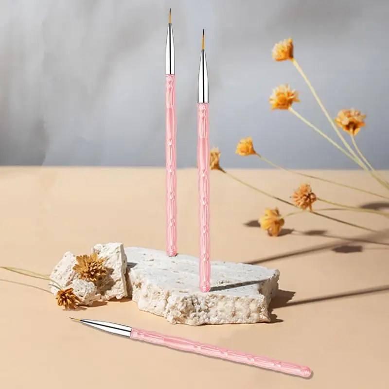 3 pçs/set UV Gel Polonês Pintura Nail Art Pincéis Nail Art Liner Brush Para Detalhes Finos Desenho Liner Brush Ferramenta de Design de Unhas