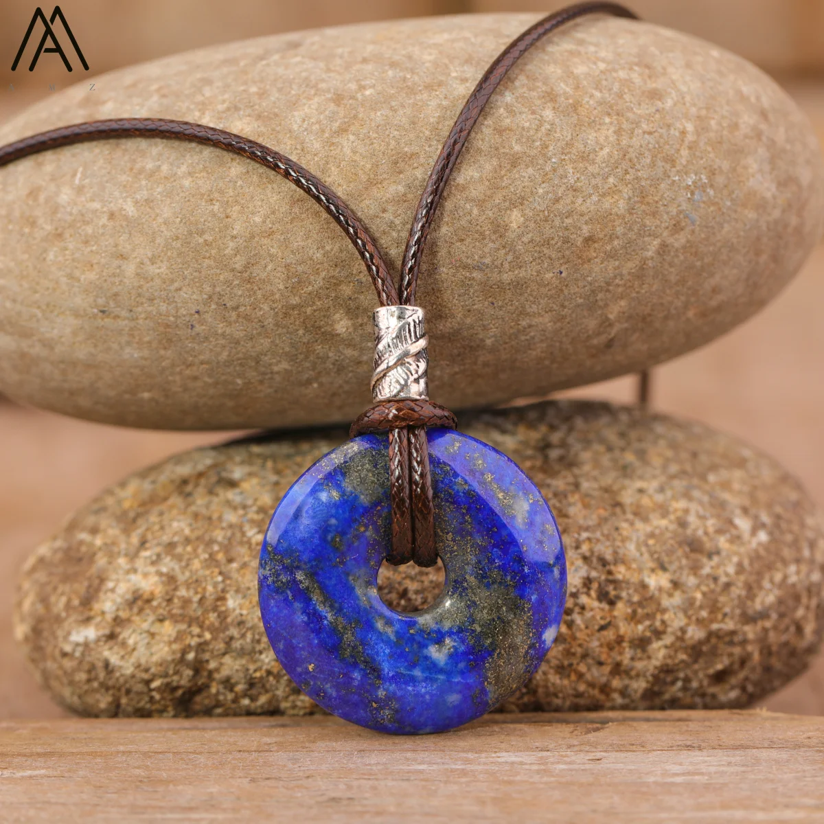 Healing Donut Kristall Anhänger Halskette Für Frauen Natürliche Amethyst Lapis Tiger Auge Stein Leder Halskette Mode Schmuck Bijoux – Detail 8