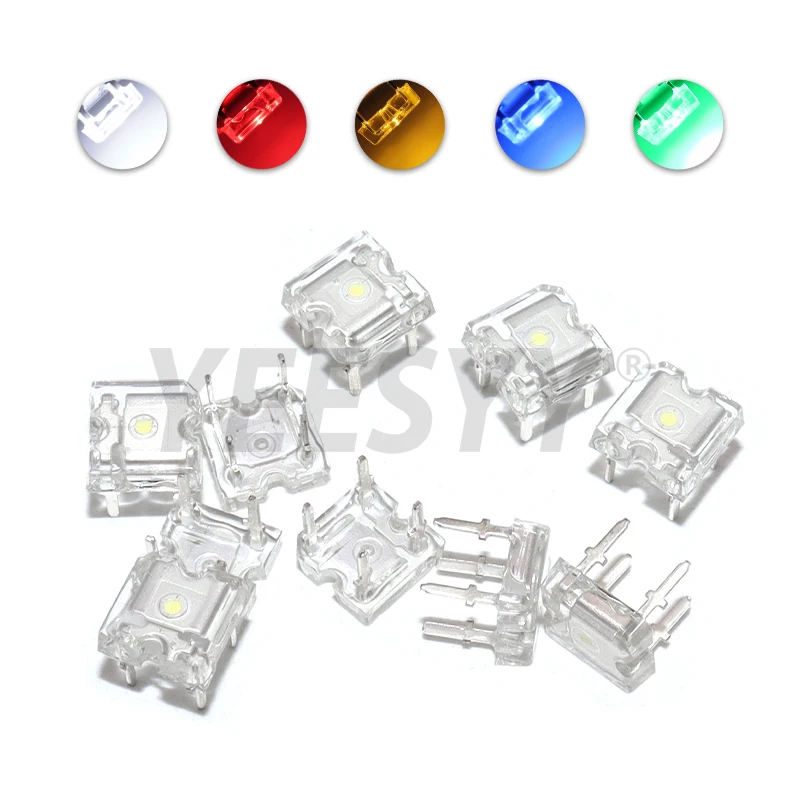10 Stück Flachkopf-Piranha-LEDs in Grün, Gelb, Weiß, Rot, Blau, Bernstein, Klar, LED-Dioden, Leuchtdioden mit 4 Pins, Hohe Helligkeit