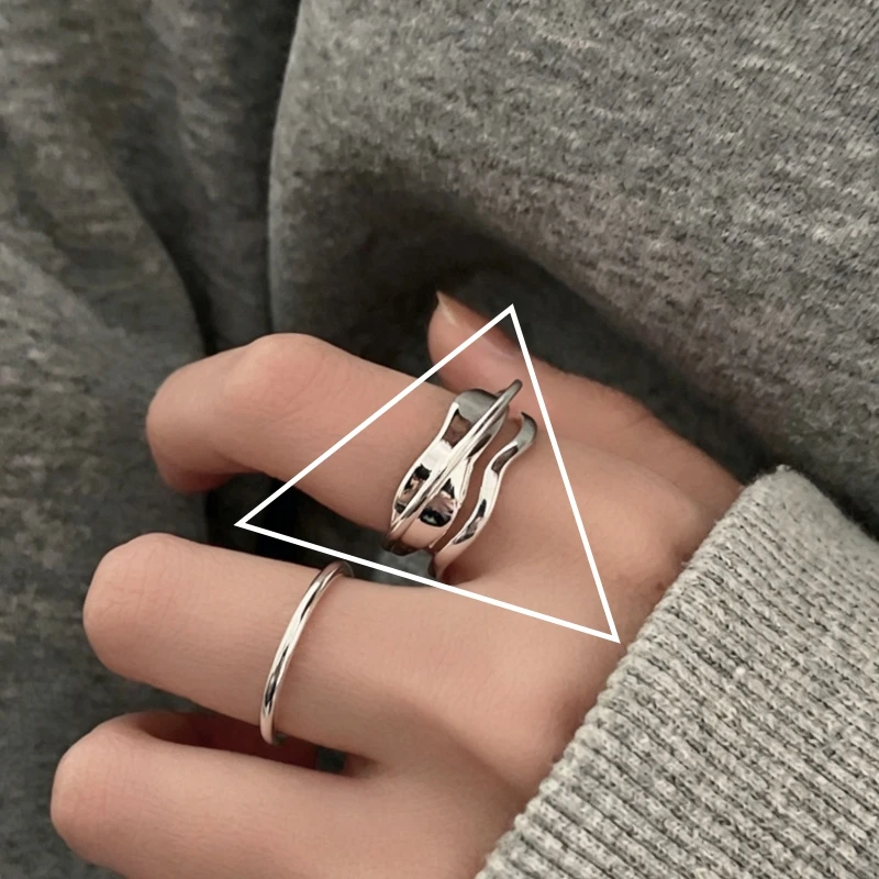 Women's 925 Sterling Silver Adjustable Black Stone Stackable Ring