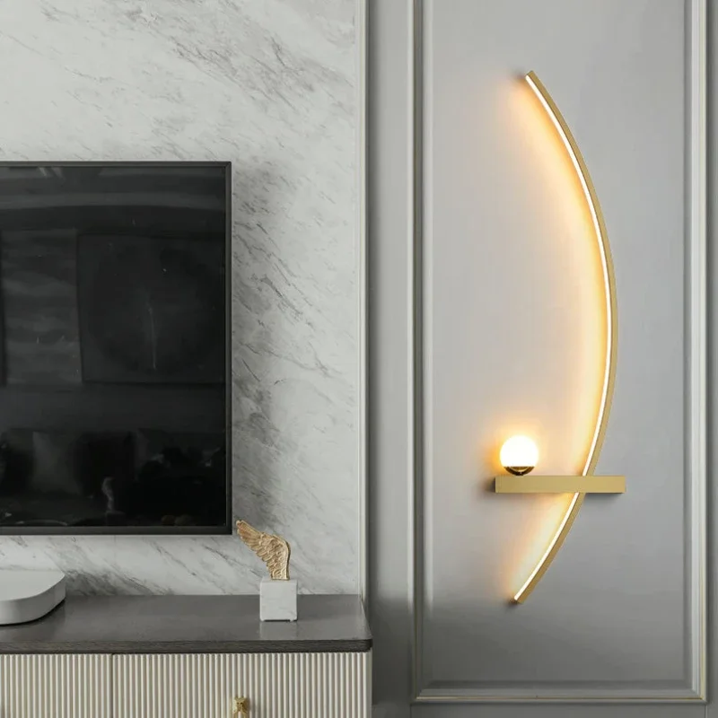 Modern LED Lights Wall Lamp Minimalist Bedroom Lamps Curve Wall Decoration Sconce Home Indoor Background Nordic Lighting Fixture