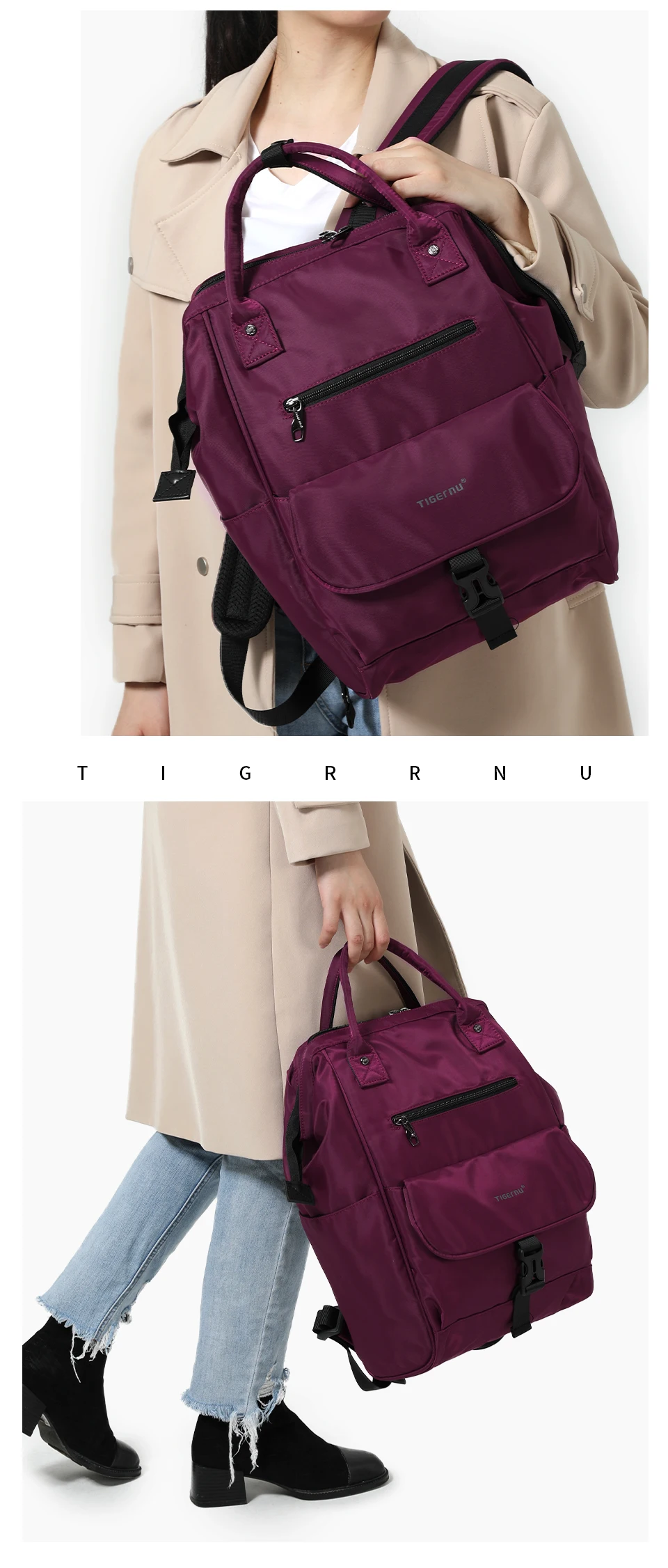 Tigernu Neue Damen Casual Rucksack Für Frauen Spritzwassergeschützt TPU Reise Camping Weibliche Handtaschen Leichte Wandern Schule Rucksäcke – Detail 3