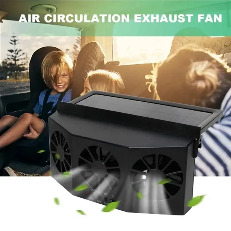DT42-2X 3 Head Solar Car Cooling Fan Electric Car Air Cooler Charging Vent Radiator Backseat Front Seat Purifiers B