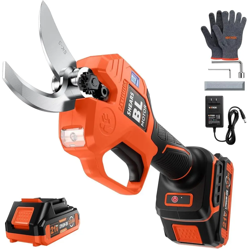 

Battery Powered Pruning Shears, 1.6 Cutting Diameter, SK5 Blades, Brushless Motor, LCD Display