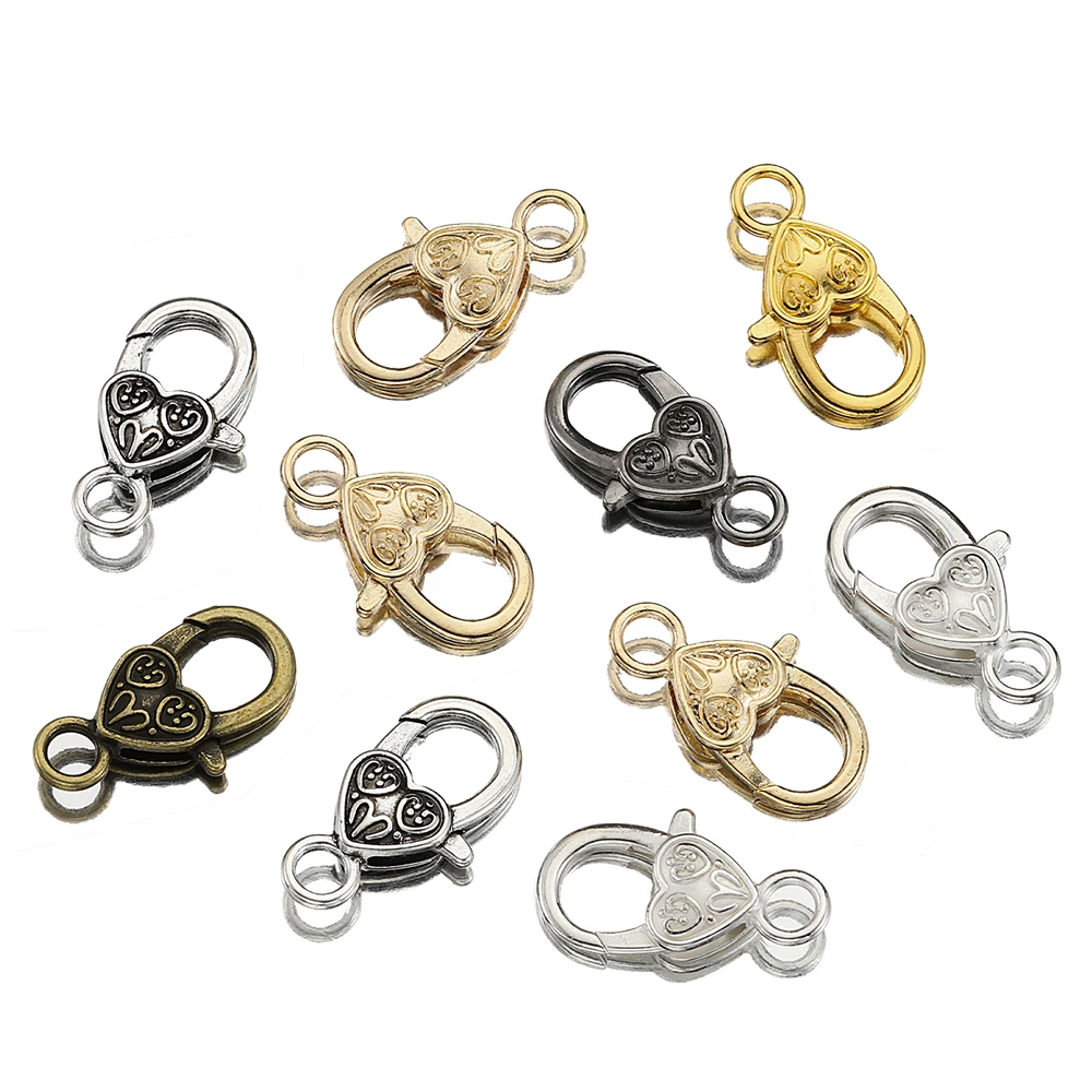 

10Pcs/lot 26x15mm Metal Heart Shape Lobster Clasp Hooks Keychain Clasps For Jewelry Making DIY Bracelet Necklace Accessories