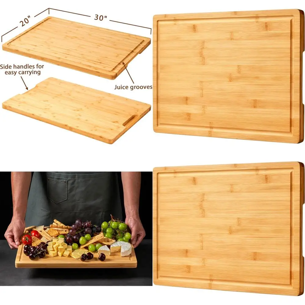 

Большая бамбуковая разделочная доска — защита для кухни и плиты, доска для лапши над раковиной, сервировочный поднос с ручками и соком Gr