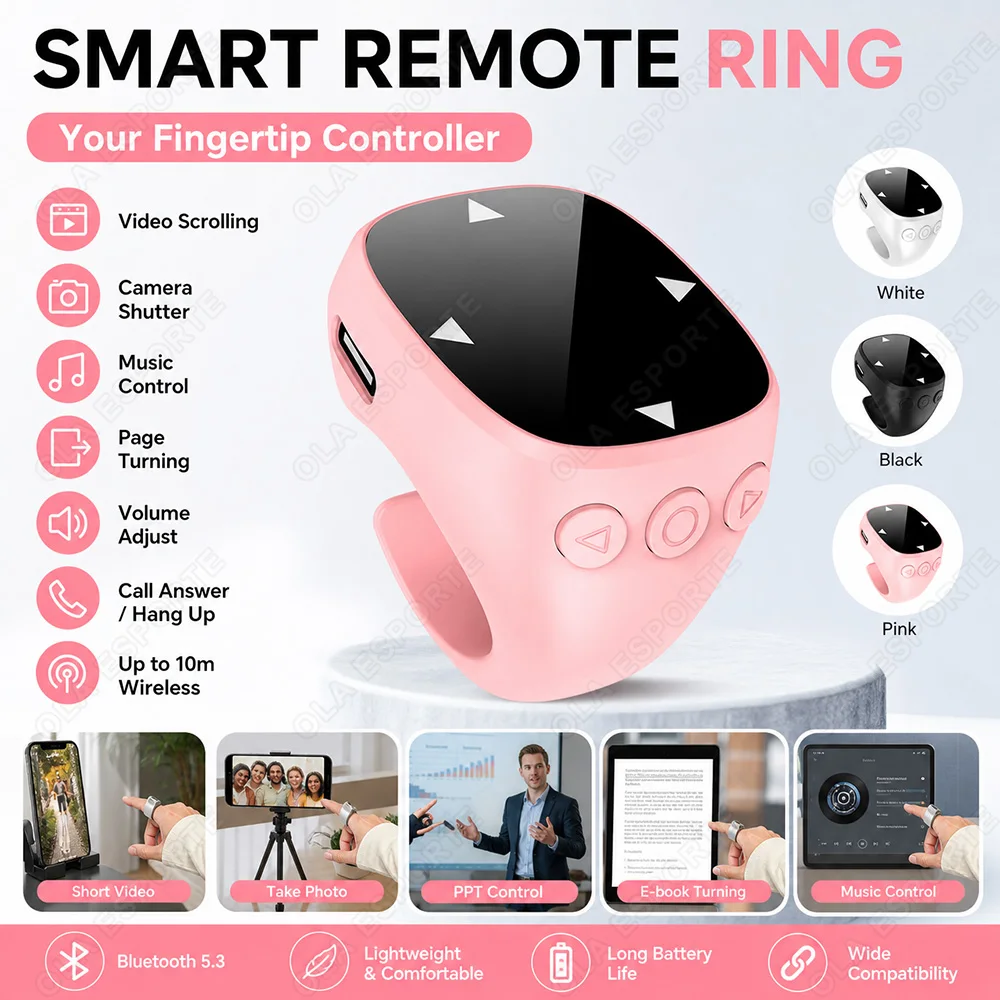 Wireless Bluetooth Mobile Selfie Lazy Video Remote Control Ring Mobile Phone Bluetooth Controllert Remote Ccontrol Ring R12