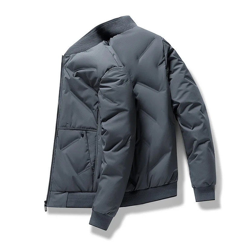 Piumino d'anatra grigia autunno e inverno nuovo piumino con colletto rialzato giacca da baseball calda moda risvolto da uomo