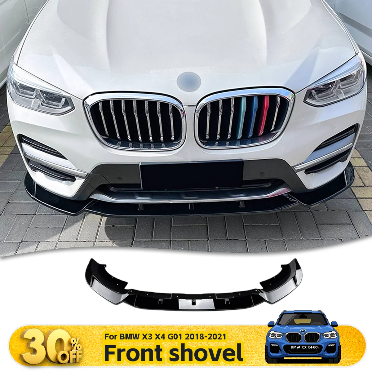 

Глянцевый черный передний бампер, разделитель губ для BMW X3 X4 G01 G02 2018-2021, нижний спойлер, дефлекторная крышка