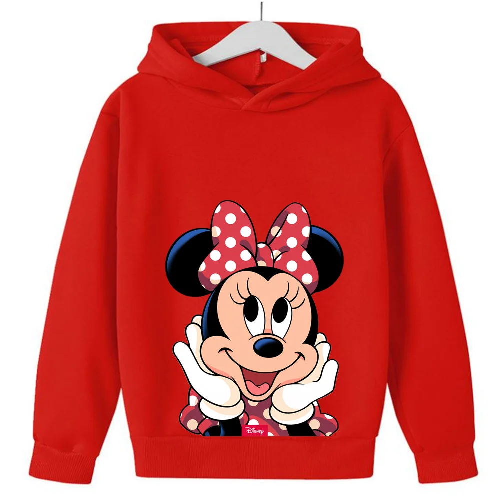 Sweats à capuche Disney Minnie Mouse pour enfants, sweat-shirt pour enfants, vêtements pour bébés garçons, pull de printemps mignon, nouveau