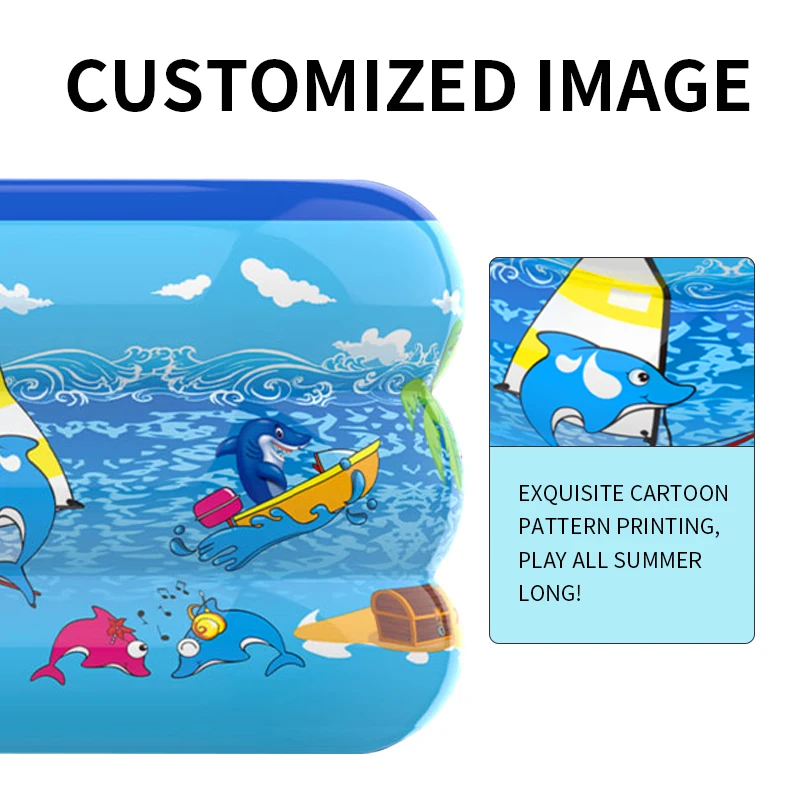 حمام سباحة قابل للنفخ للاستخدام العائلي بنمط المحيط، مقاسات متعددة، حمام سباحة قابل للنفخ ومقاوم للاهتراء ومتين