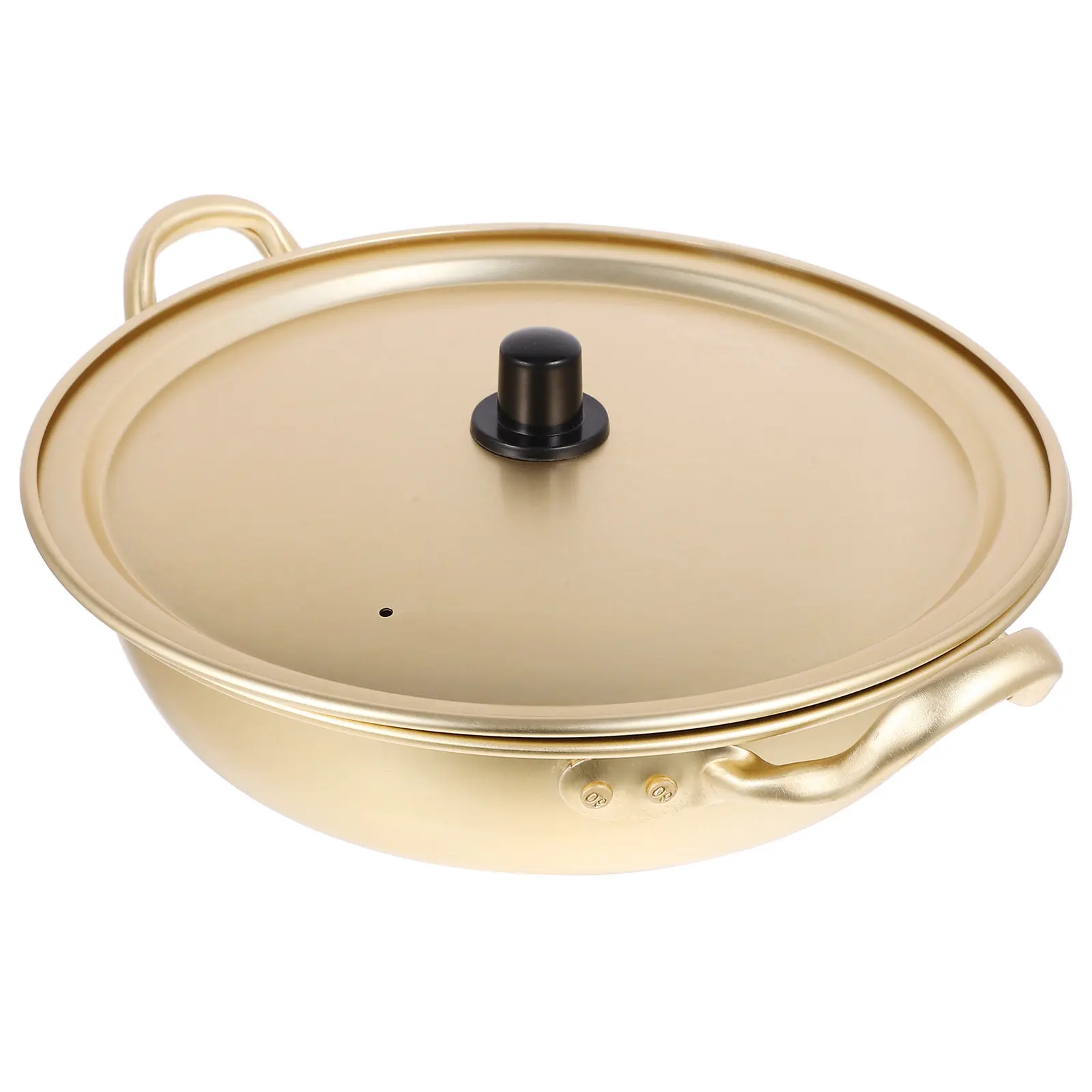 Olla coreana para ramen de aleación de aluminio, amarilla, ligera, de calentamiento directo, rápida, apilable, para cocinar fideos, sopas y guisos