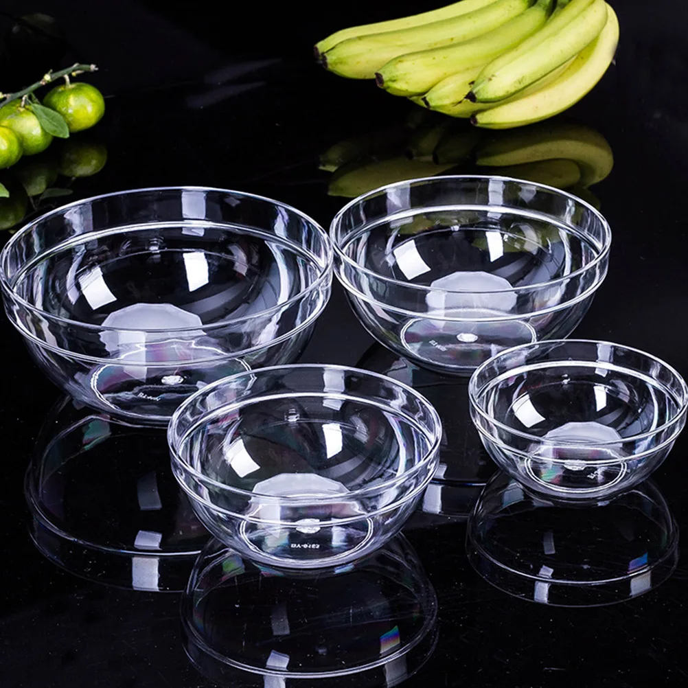 

1 Pc Salad Bowl Acrylic Thicken Transparent Round Bowl for Serving Fruit Vegetable Snack (17 x 7.3 cm)
