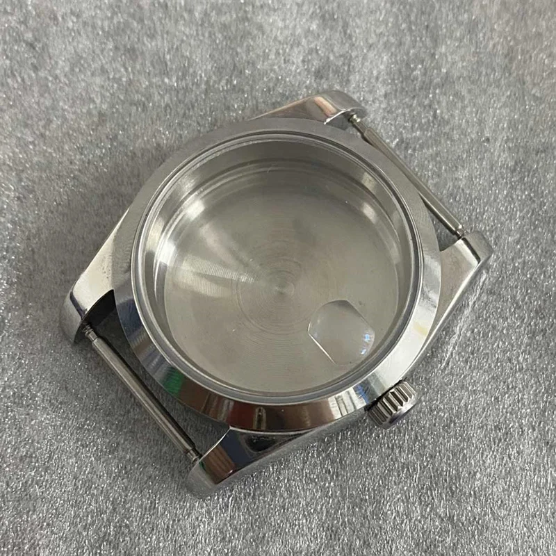 

36mm Watch Case Magnifier Calendar Sapphire Glass Stainless Steel Silver Case Fit NH35 nh36 movement