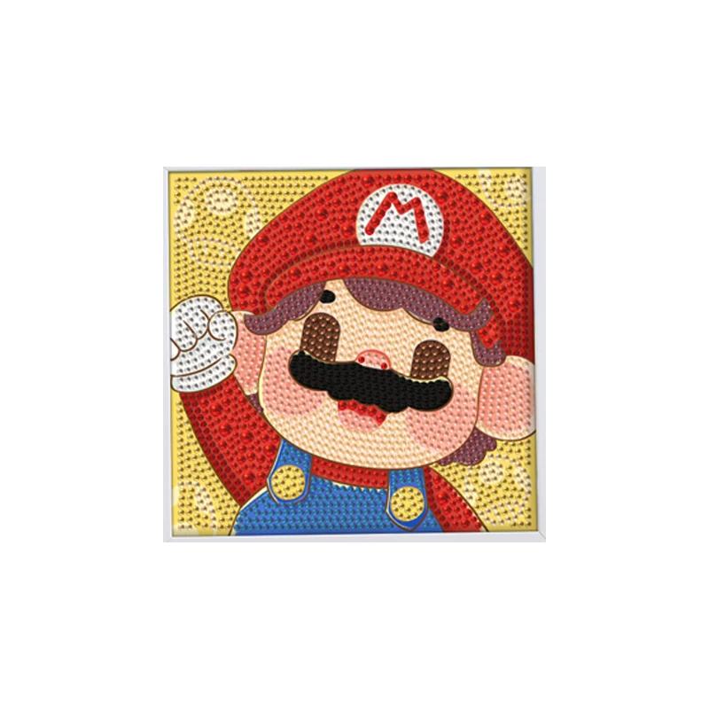 Super Mario Cartoon Children's DIY Diamond Stickers Art Painting Stickers Fashionable Personalized Interactive Canvas Toys