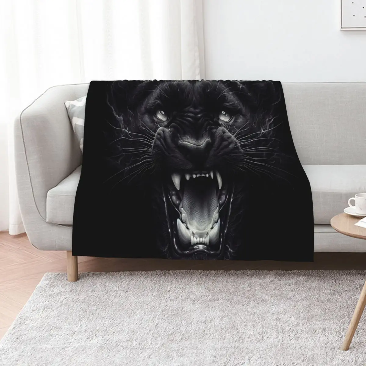 black panther roaring Throw Blanket Cozy Throw Blanket Birthday Gift for Him Her