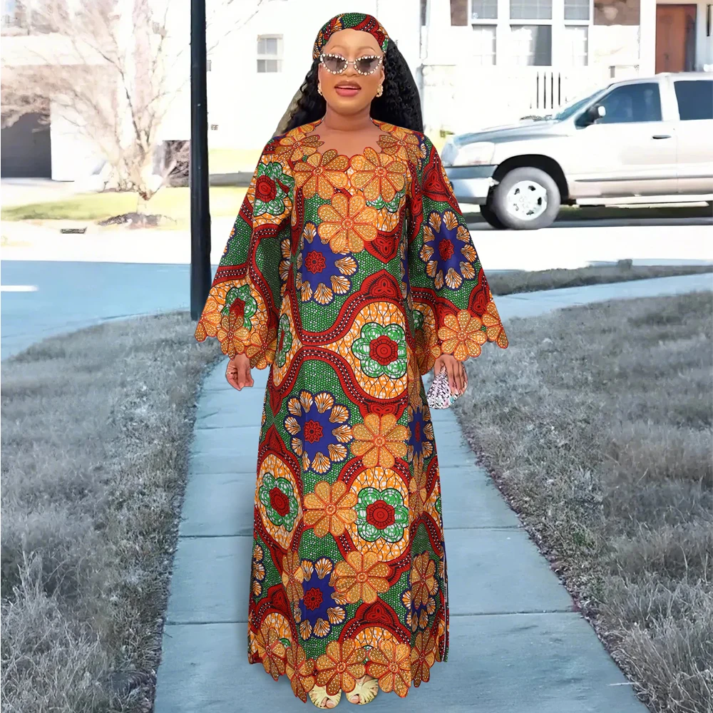 H&D African Clothing Dresses For Women Elegant Wedding Party Gown Ankara Dashiki Long Dress Roupas Bazin Riche Robes 2024