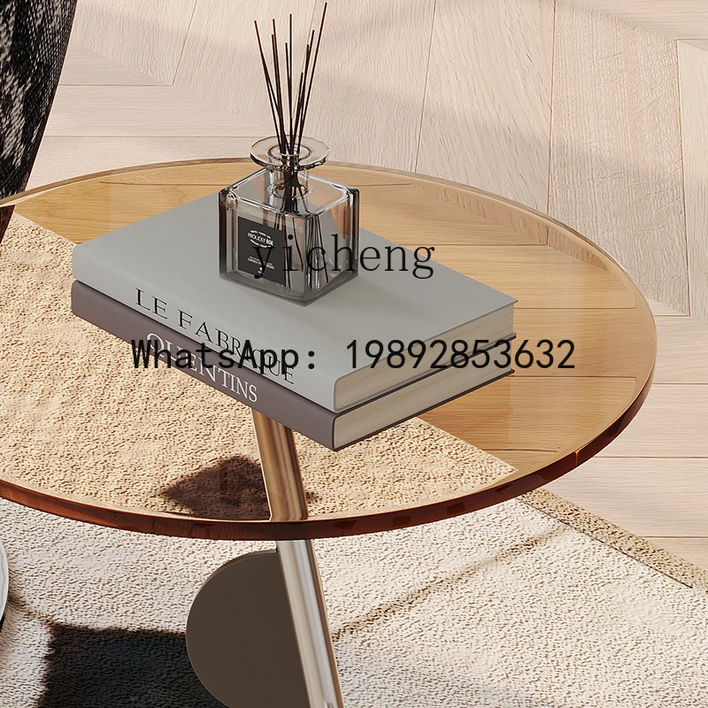 

X2 French retro modern simple leisure chair corner glass stainless steel sofa edge family living room