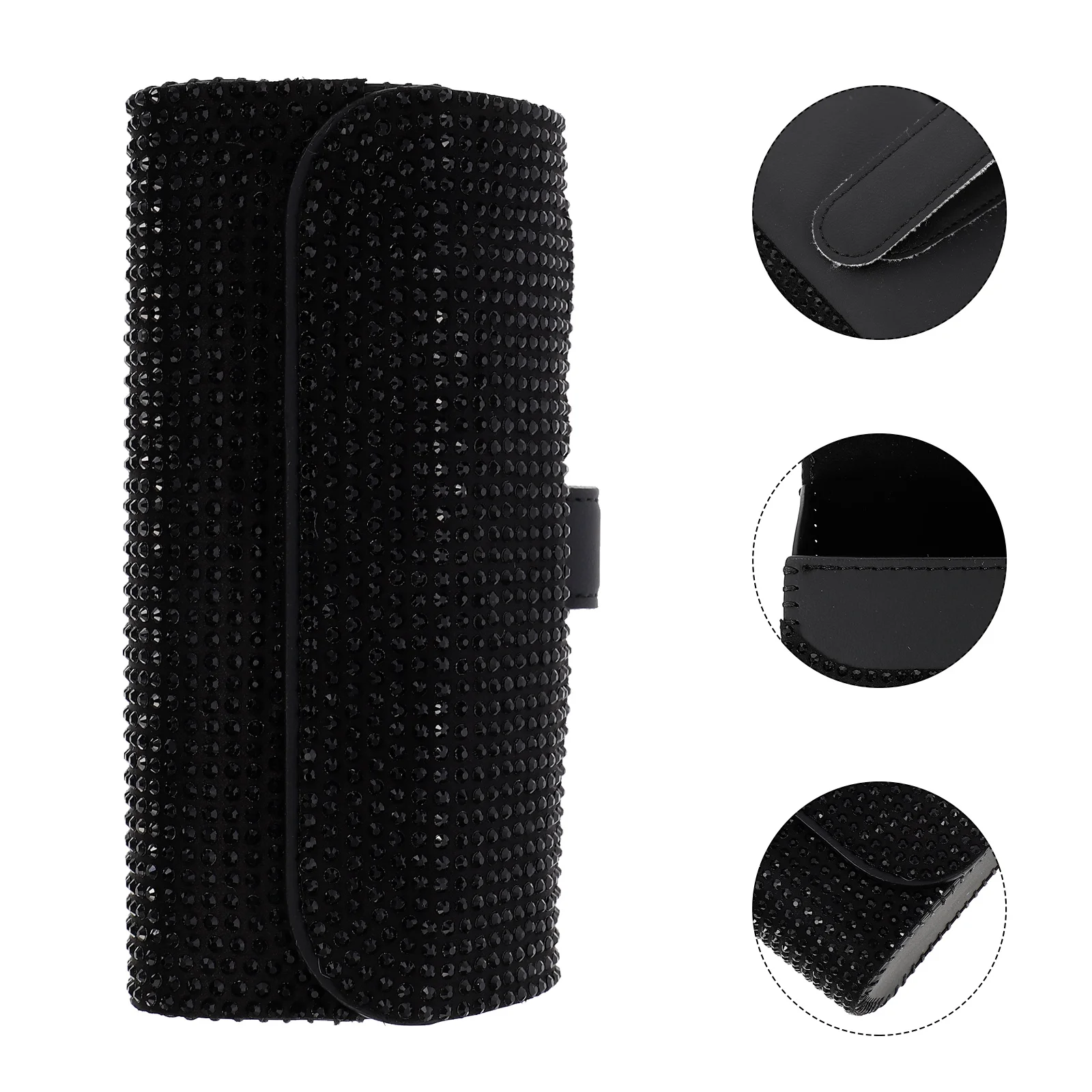 

Car Glasses Rhinestone Case For Sunglasses Eyeglasses Storage On Visor Unique Durable Creative Design Easy Install Bright Shiny