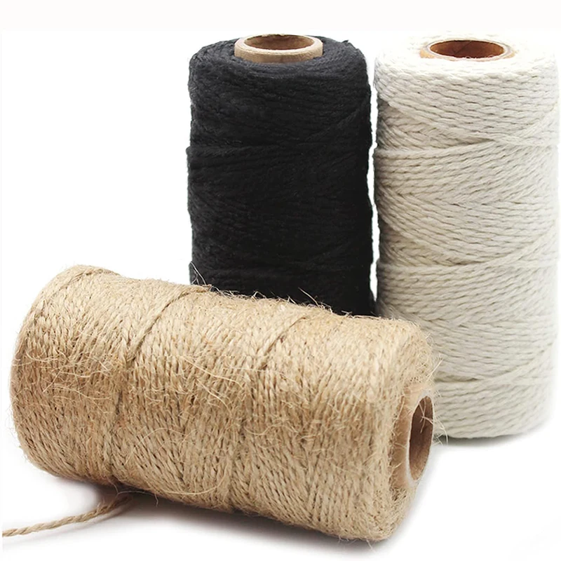 2MM Natural Jute Twine Vintage Jute Rope Cord String For Artworks Gift Wrapping Jute Hemp Gardening Wedding Party Decoration