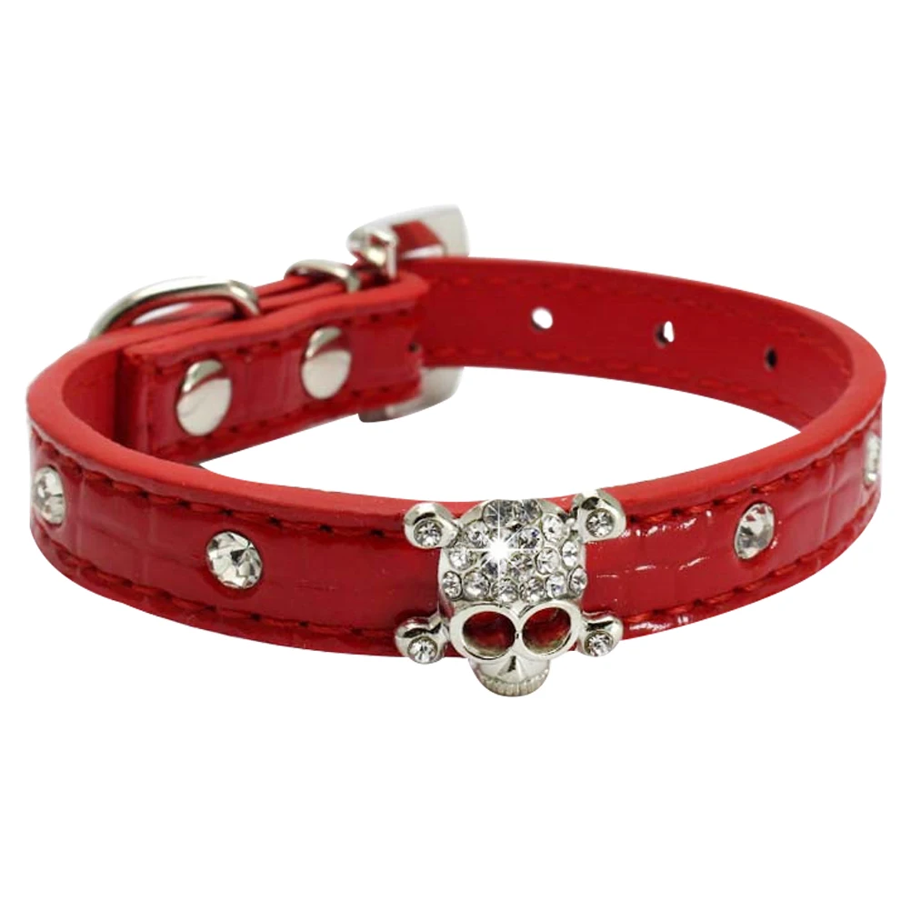 

Rhinestone Dog Collar Skull Necklace Chain Small Large Red Goth Halloween Pet Collars Stylish Adjustable Perfect Fit Outdoor