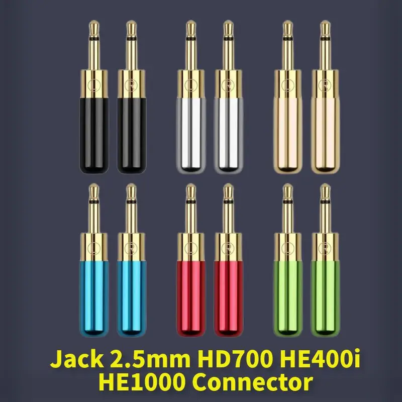 1 Pair Audio Jacks 3/32 Jack 2.5mm HD700 HE400i HE1000 Connector 2.5 mm Mono Plug Connectors Male DIY Headphone Cables Gold