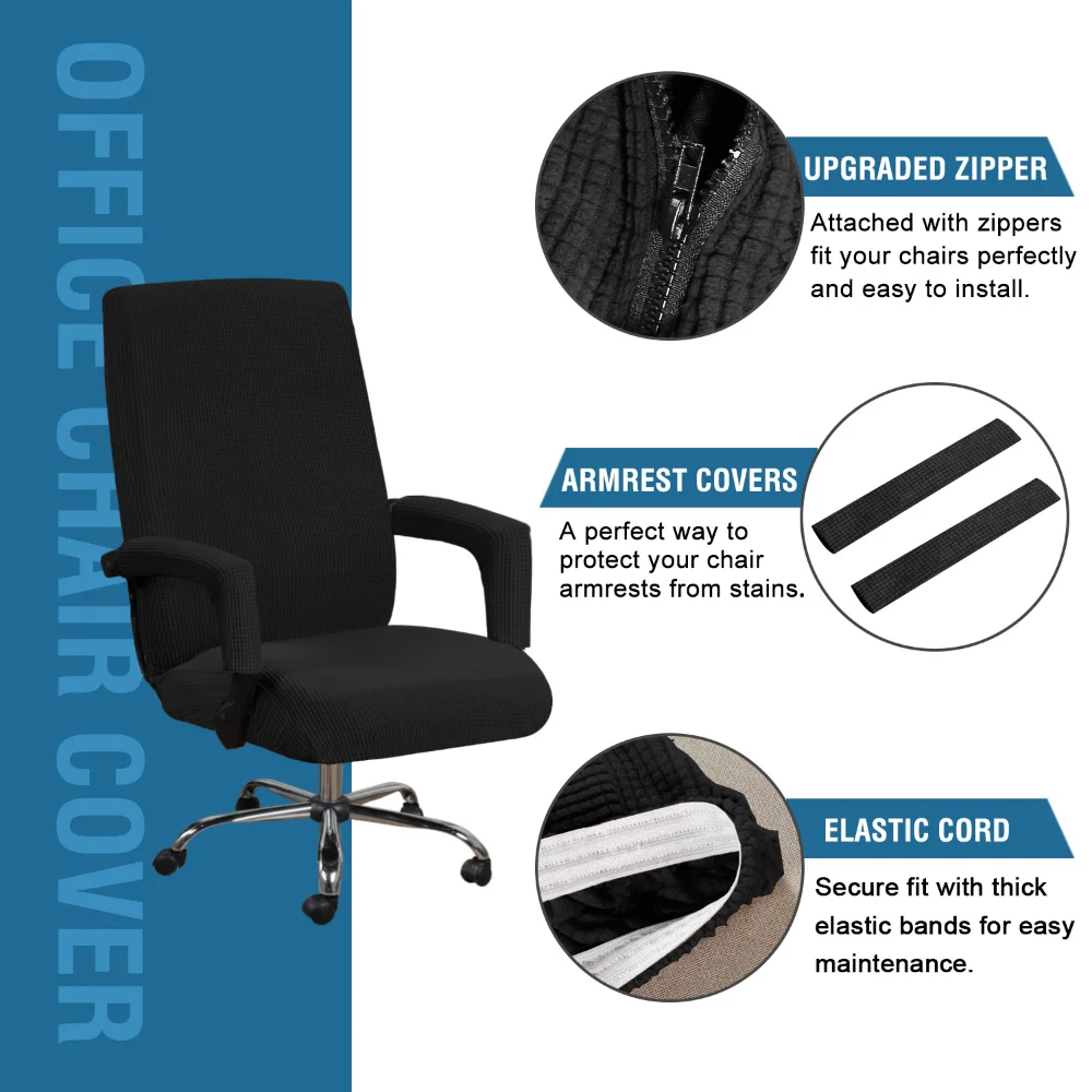 Modern Spandex Anti-dirty Computer Chair Cover Elastic Boss Office Chair Cover Easy Washable Removable with 2pcs Armrest Cover