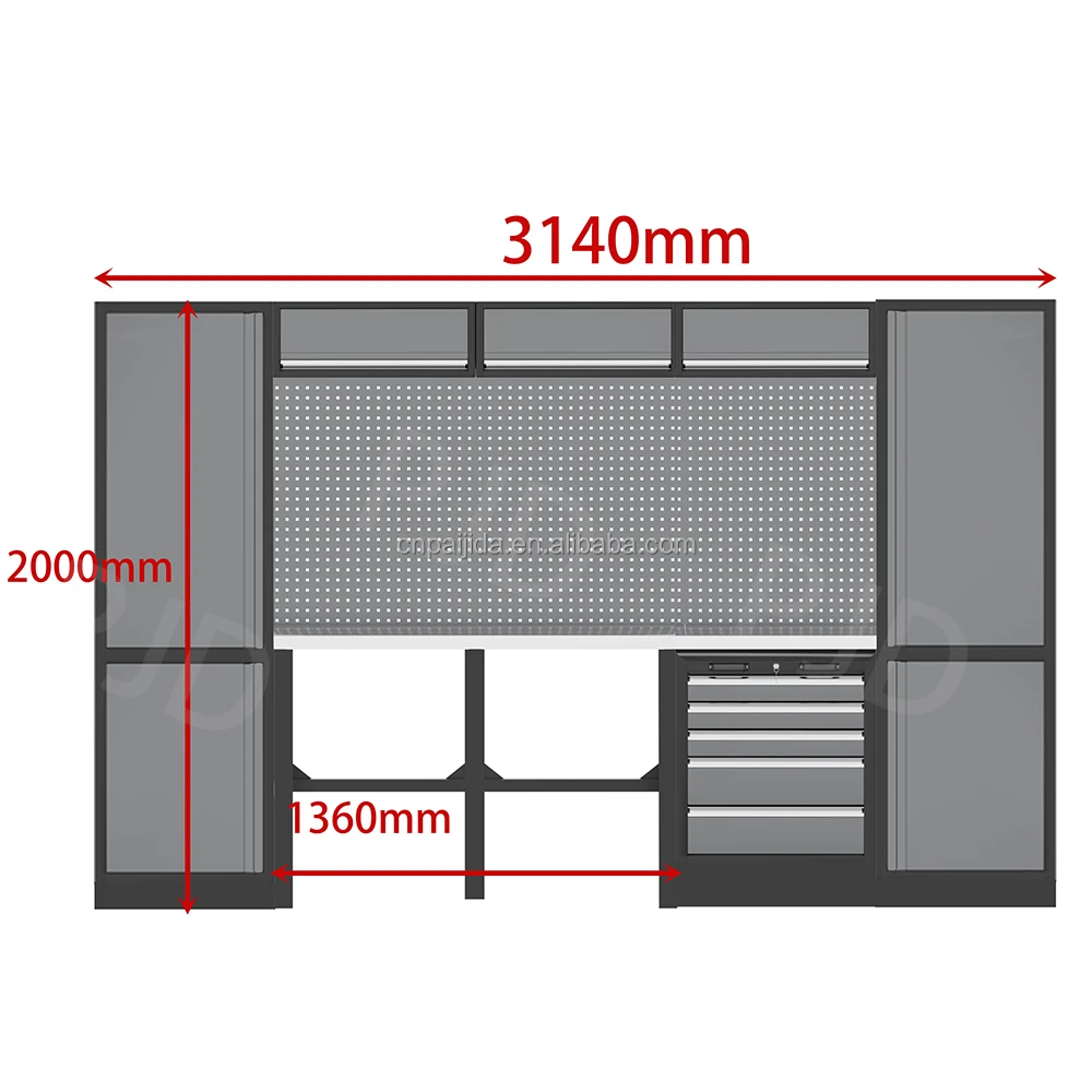 

Steel Combination Storage Cabinet Modular Design Heavy Duty Garage Tool Storage Solution Multi Drawer Organizer OEM IndustrialAT