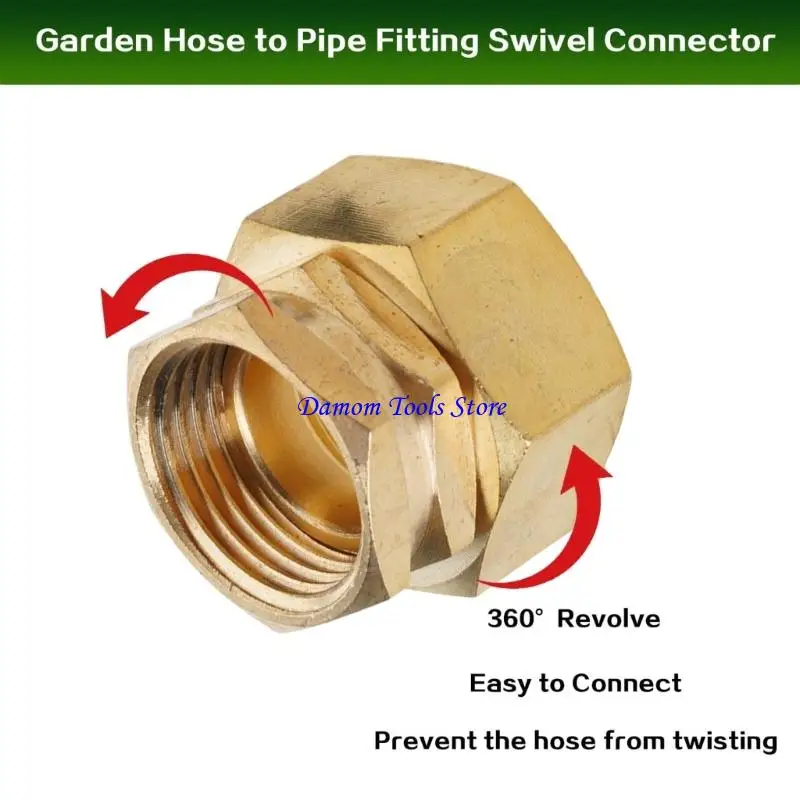 57BE Rotating Brass Hose Fitting Hose Adapter for Irrigation and Laundry Hose Use