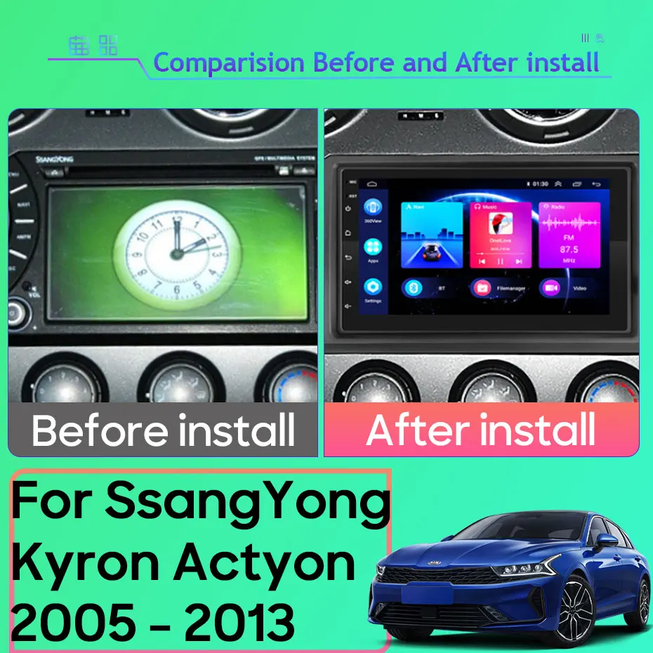 Android Car Multimedia Stereo For SsangYong Kyron Actyon 2005 - 2013 Radio QLED Player GPS Navigation Carplay Auto HDR No 2din