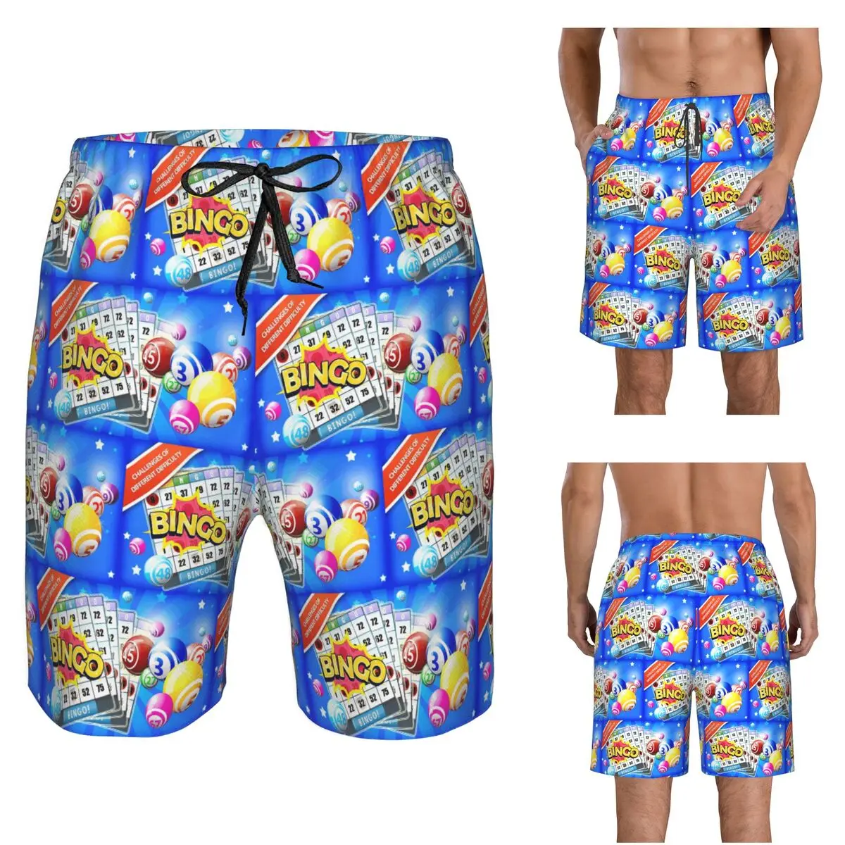 Game Bingo Queen Player Trunks Beach Board Shorts Casual Quick Dry Swim Summer Men Pants