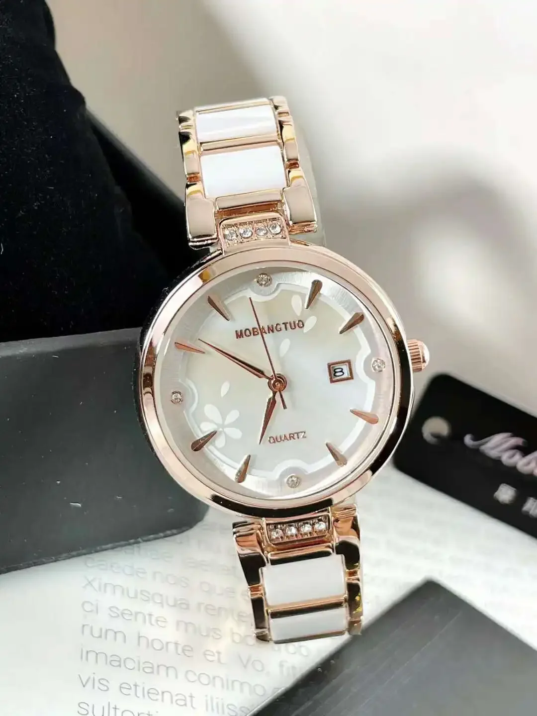 Women Quartz Watch Luxury Calendar Orologio Rose Gold Sliver White Ceramic Clock Stainless Steel Band Reloj Ladies Wristwatch