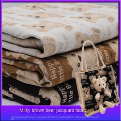 Milk Tea Color Little Bear Jacquard Fabric Children's Clothing Makeup Bag Hat Designer Diy Sewing Material By The Meter Cloth