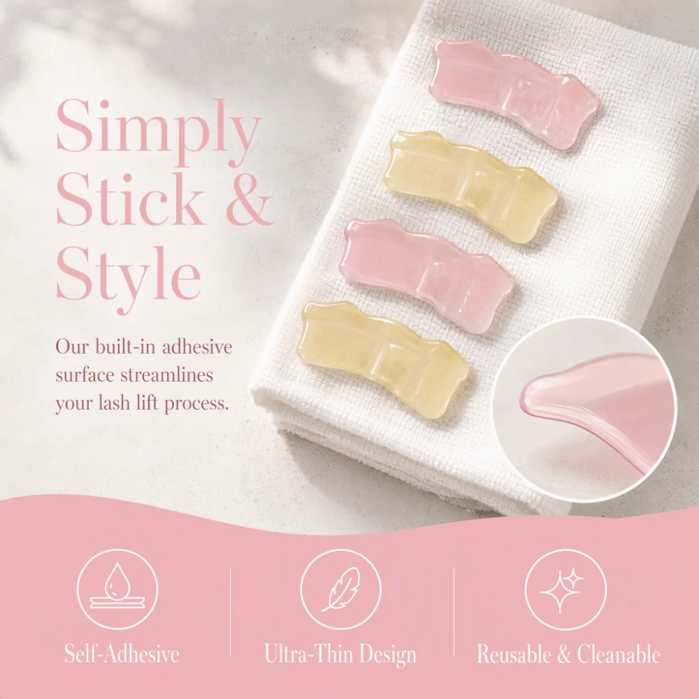 2pcs Self-Adhesive Lash Lift Pads Soft-Touch Silicone Ultra-Thin Eyelash Perm Supplies Reusable Skin-Friendly