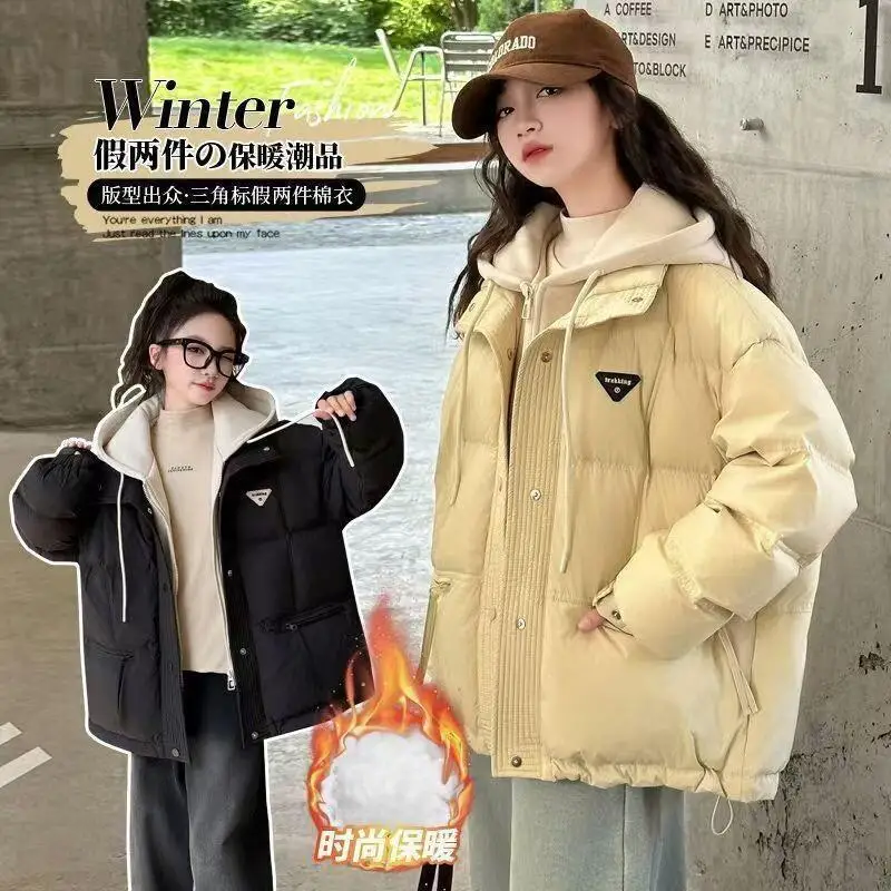 Kawaii Casual Coat Tops Fashion Children S Clothing Girls Winter Down Cotton Jacket Thickened 2025 New Large Kids Stylish Cotton