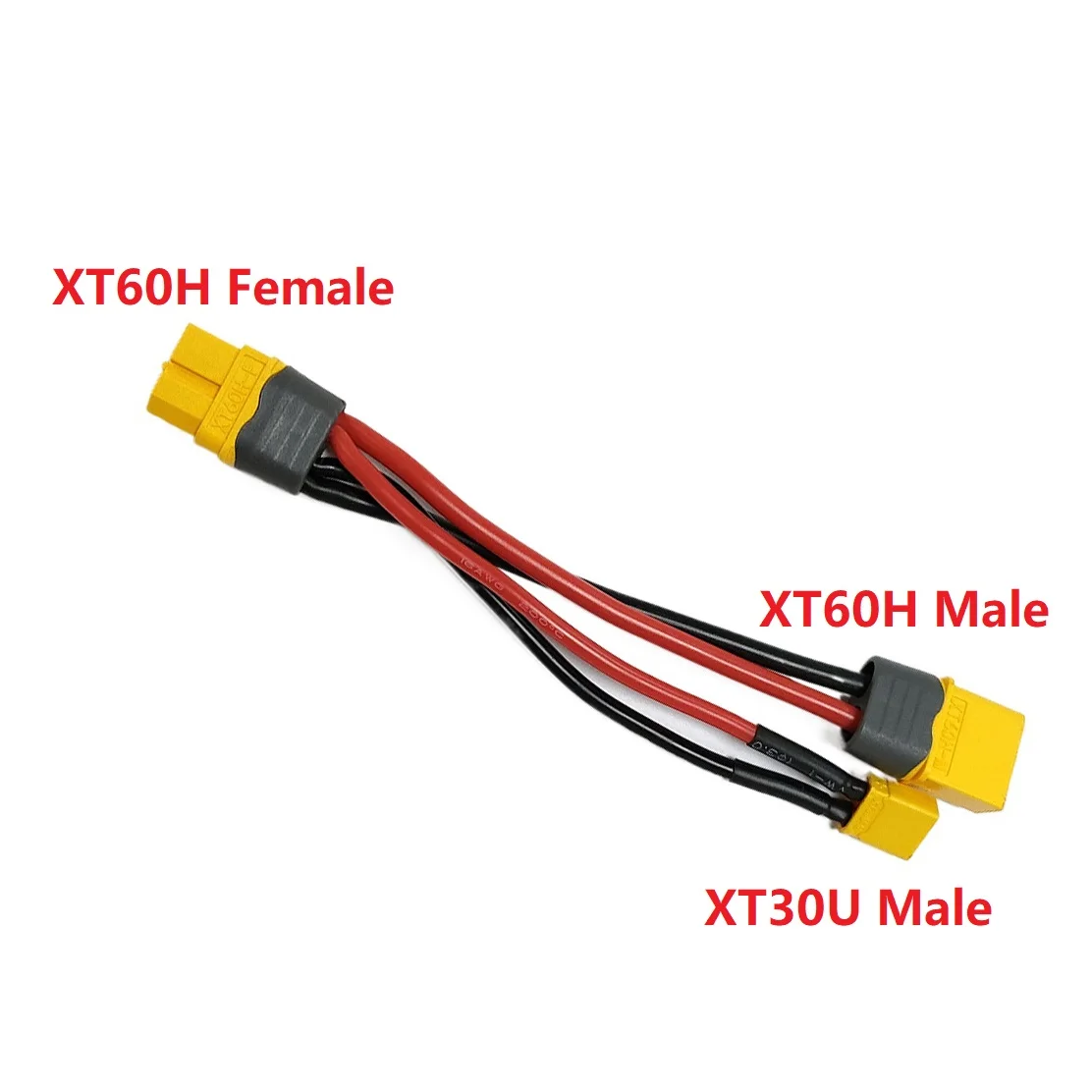 AMASS XT60H female to XT60H and XT30U male Parallel Battery Connector Cable Extension Y Splitter Plug Adapter for FPV RC charger