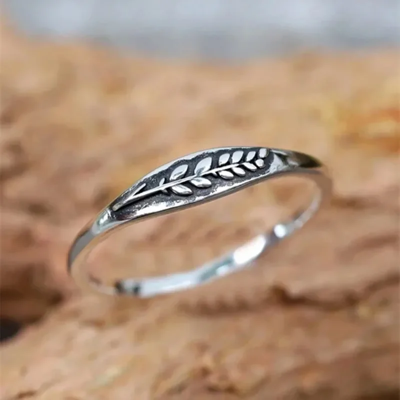 CAOSHI Vintage Chic Dainty Leaf Finger Ring Kobieta Wszechstronna biżuteria w kolorze antycznego srebra do codziennego życia Akcesoria dla kobiet Prezent — zdjęcie 6