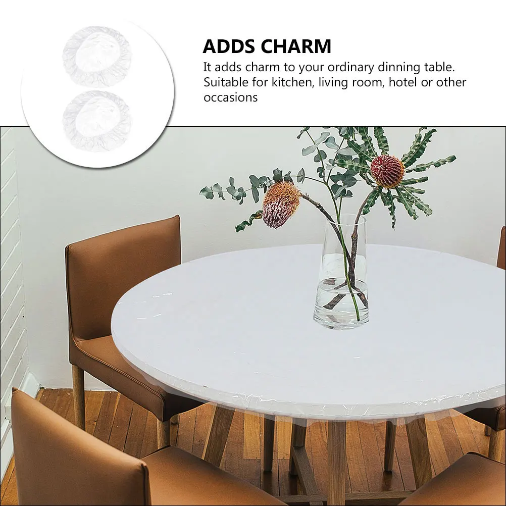 Elastische PVC-Tischdecke, 48 runde Tischdecke mit elastischem Zoll-Set, runde Passform, 48-Zoll-Leinen-Flanell-Rückseite, wiederverwendbar