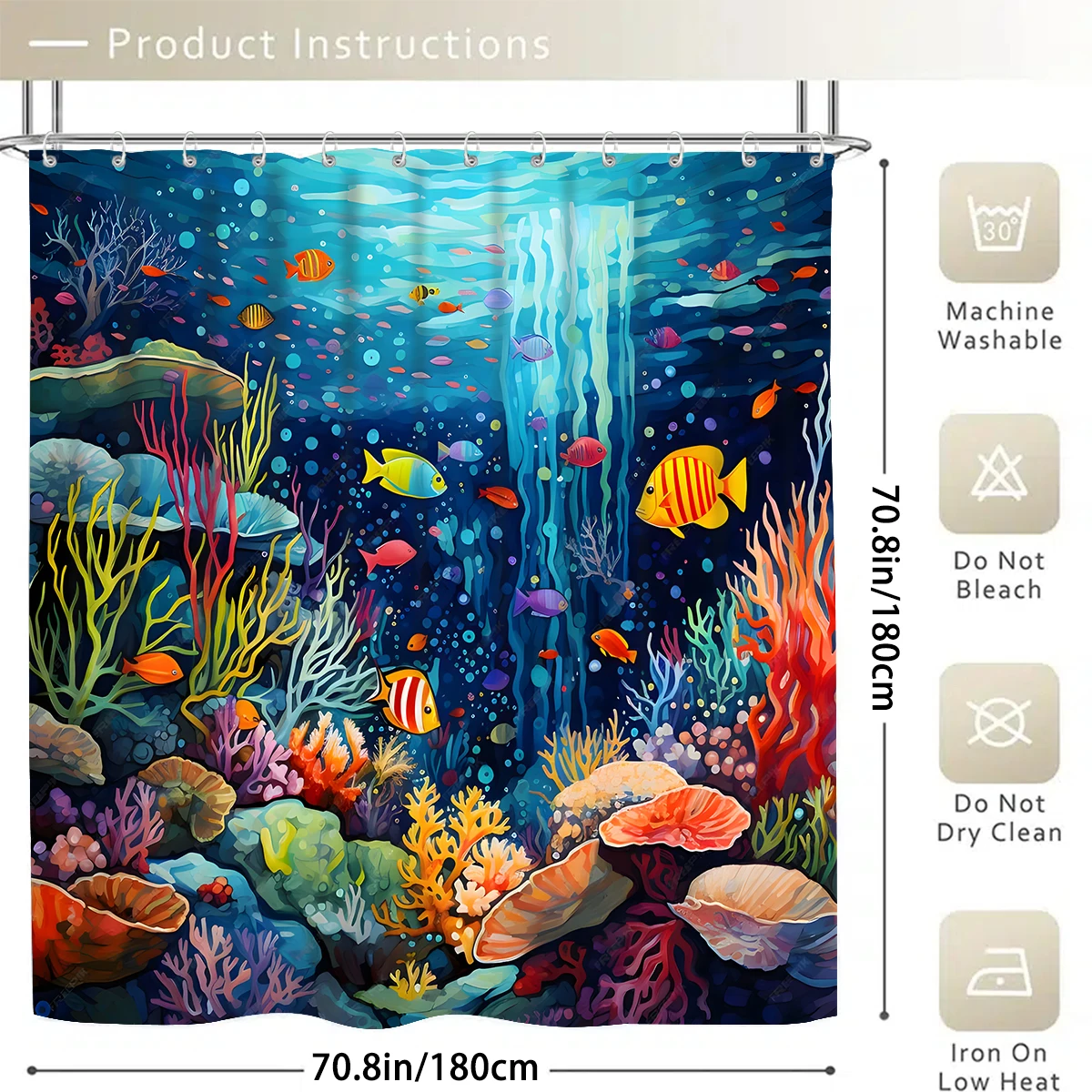 1/4 Piece Shower Curtain Set, Waterproof Bathroom Partition Curtain with Hooks, Anti-Slip Bath Rug, U Shape Mat, Toilet Seat Cov