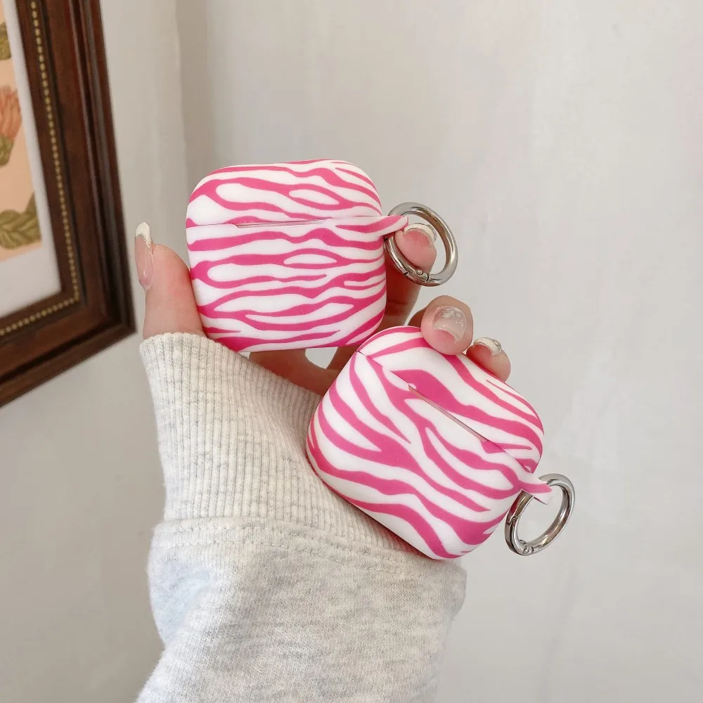 Penutup Earphone Cetak Geometri Abstrak untuk AirPods 4 Pro2 3 2 1 Casing Headphone Bluetooth Nirkabel Casing Cangkang Coque dengan Kait