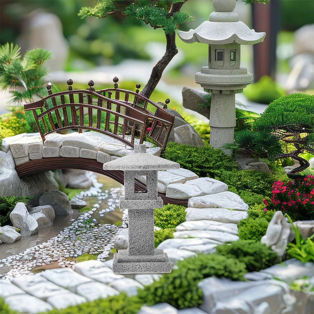 

Garden Decor Miniature Pagoda naments Safe Lightweight Home Outdoor Bonsai Statue Solar Lighting Landscaping