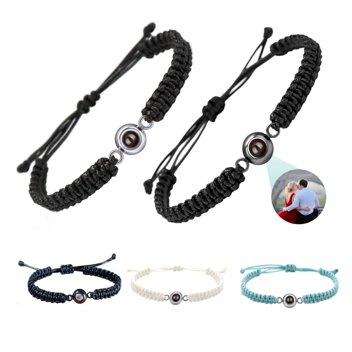 Color Woven Projection Bracelet, Personalized Photo Projection Bracelet Suitable For Women's/Men's Birthday And Christmas Gifts