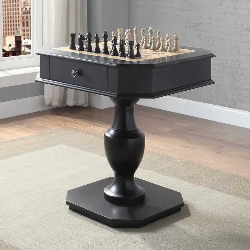 

Черный игровой стол с двумя ящиками — идеально подходит для настольных и карточных игр